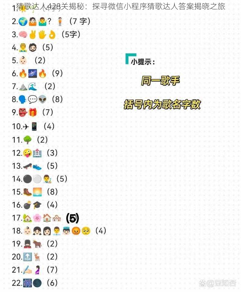 猜歌达人428关揭秘：探寻微信小程序猜歌达人答案揭晓之旅